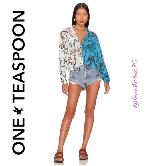 ONE TEASPOON Bandits Low Waist Short Sunbleach Blue 30 NWT - Picture 1 of 4